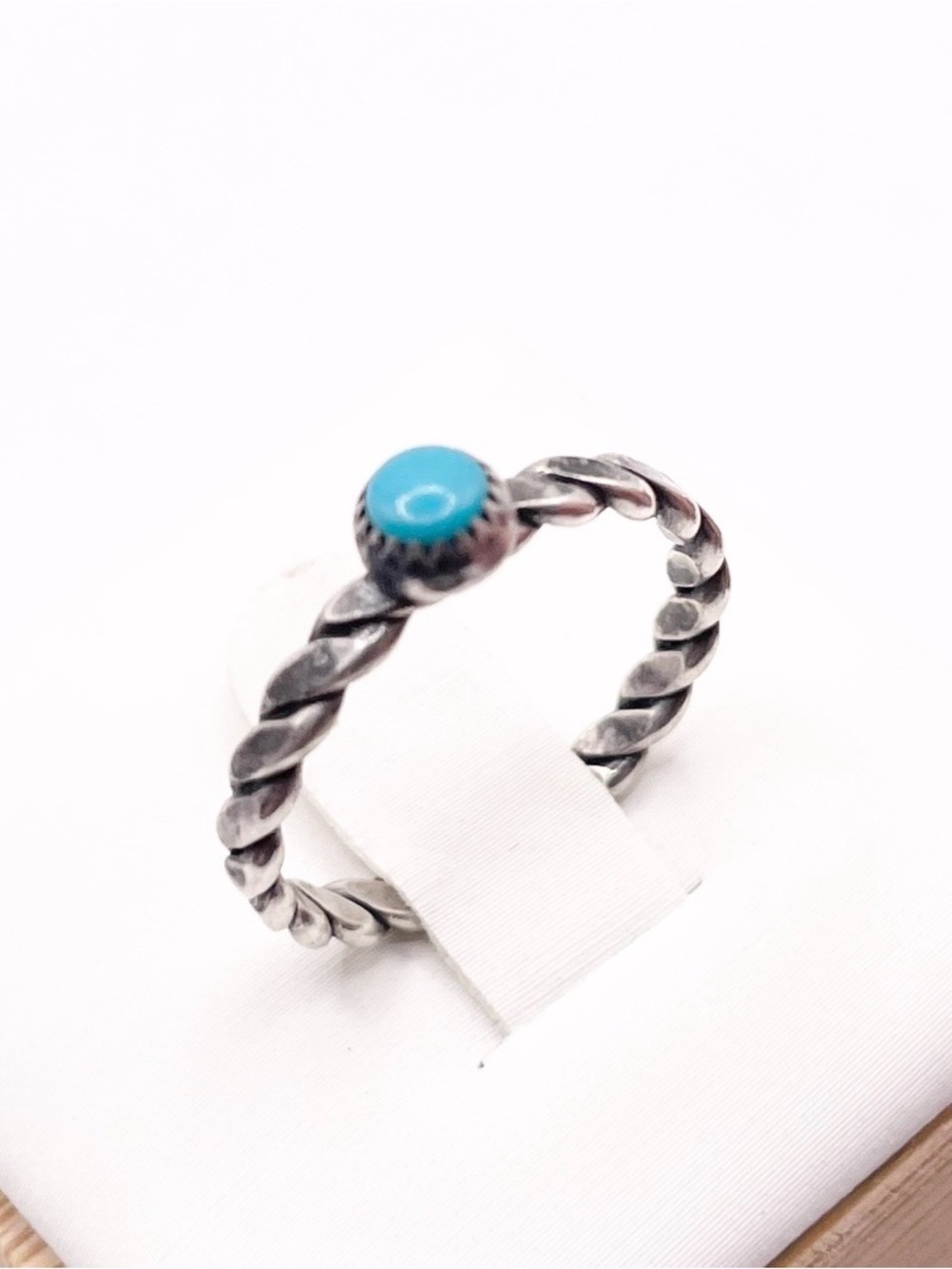 Size 5 Turquoise 925 Sterling Silver Twisted Band Ring - Picture 4 of 7